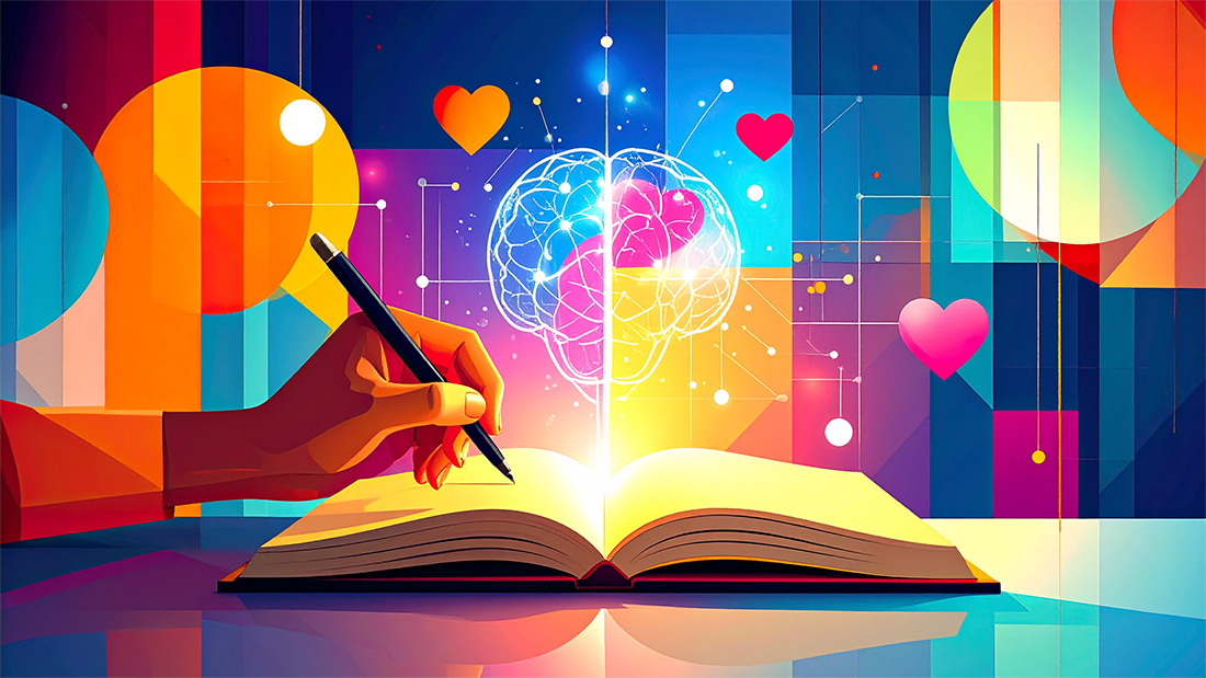 a hand holding a pen over a book