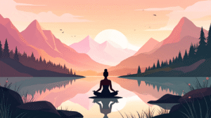a woman sitting in a lotus position on a lake representing a stress free person