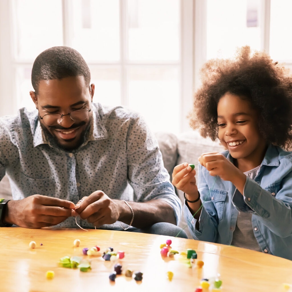 Dad and daughter bonding over DIY project.