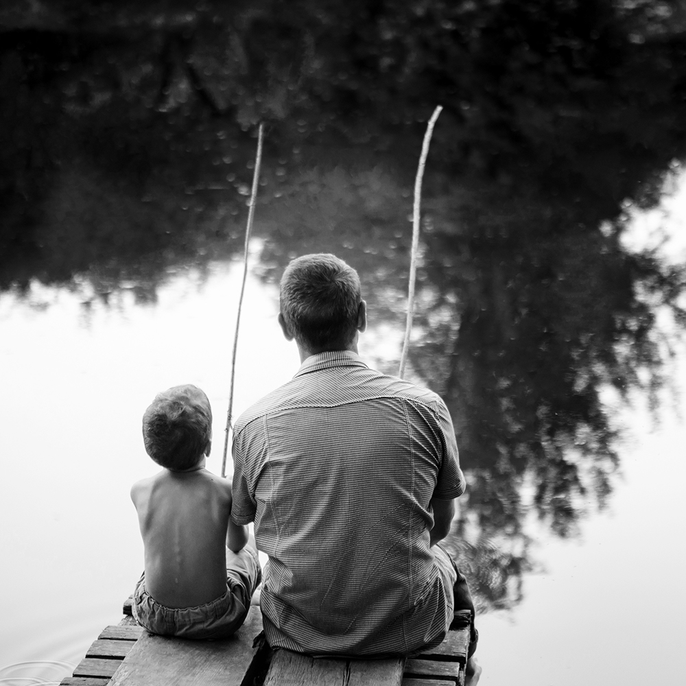 Dad and son fishing
