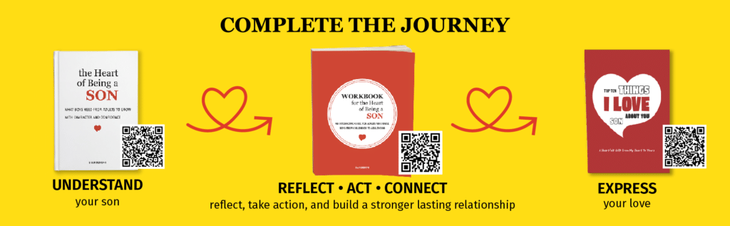Complete the journey with the three books: The Heart of Being A Son, The Workbook and Top ten things I Love about you, Son