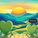 Two heart-shaped figures representing parent and child relationship. Sits on a porch in conversation. Symbolizes understanding your son comes before action.